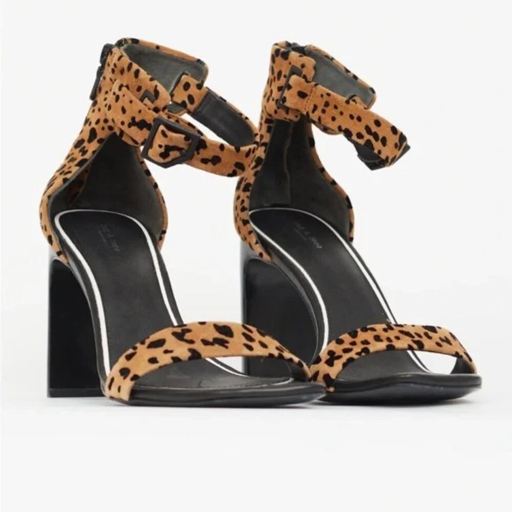 Rag & Bone Ellis Cheetah Suede Open Toe Italian Sandals 38.5